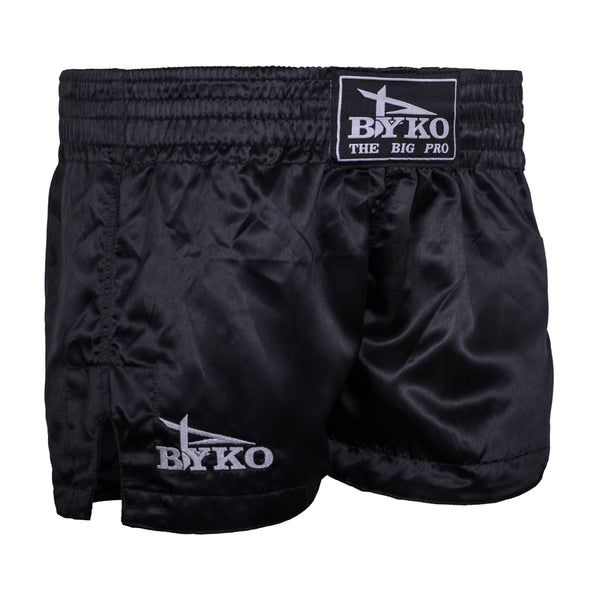 BYKO Muay Thai Shorts – Premium Black Fight Shorts (XXS-XL) – Authentic Nak Muay Training & Competition Shorts