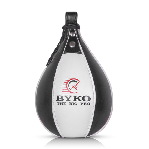 BYKO Speed Ball – Medium (M) White/Black – Premium Leather Speed Bag for Boxing & MMA Training